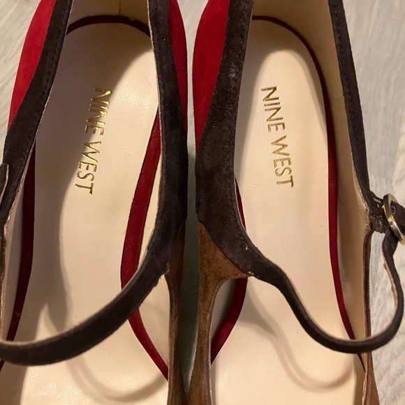 Nine West Brown and Red Mary Jane Heels - Picture 7 of 7